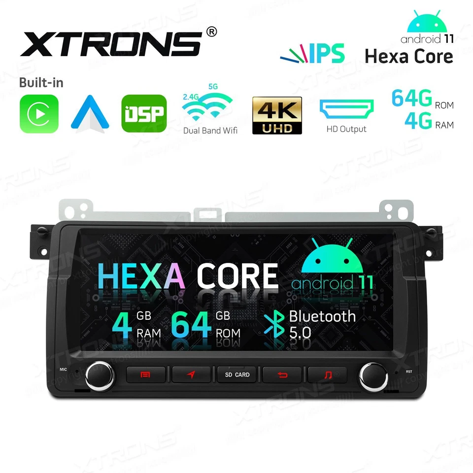 AUTORADIO ANDROID 11 BMW E46 4GB RAM 64GB ROM WIFI CARPLAY OCTA CORE GPS USB - Immagine 3 di 4