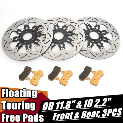 Floating 11.8 Front Rear Brake Rotors Pads for Harley Touring Street Glide 08-13 - Foto 1 di 13