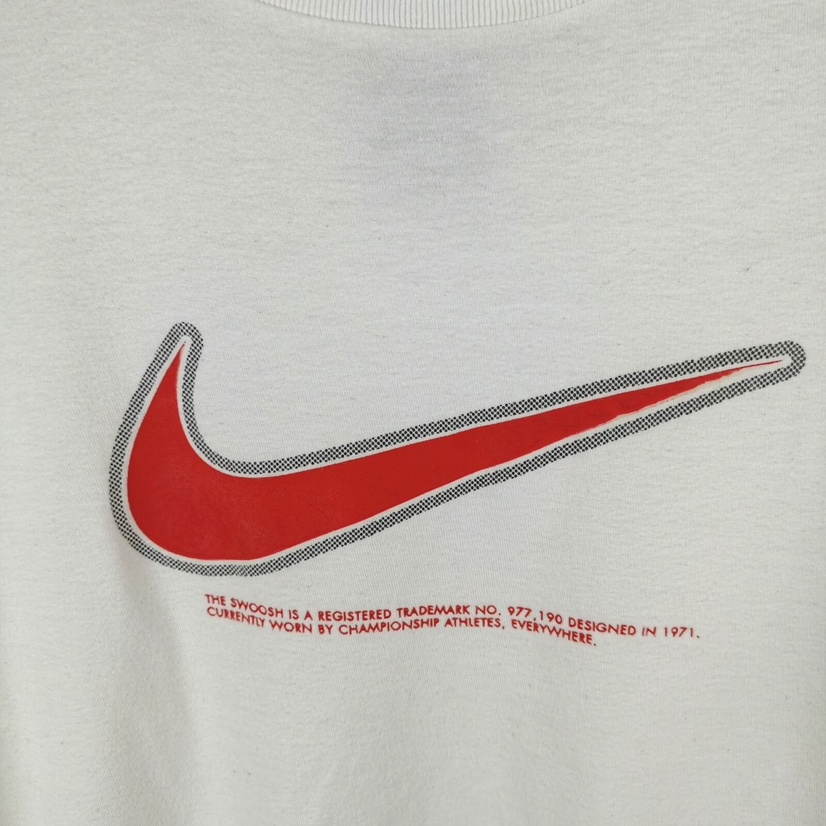 Nike vintage big red swoosh white tee shirt | eBay