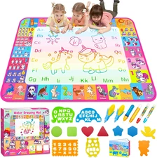 Aqua Water Doodle Mat - Kids Drawing Mat Toddlers Educational Toys for Age 3 4 5