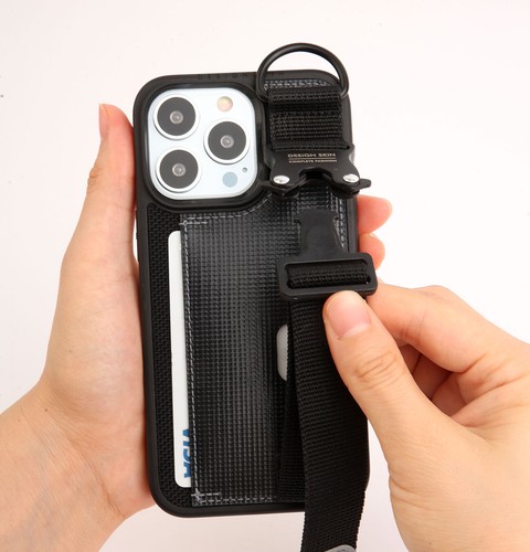 For iPhone 15 Pro Card Slot with Adjustable Strap, Made with Tarpaulin - Picture 6 of 16