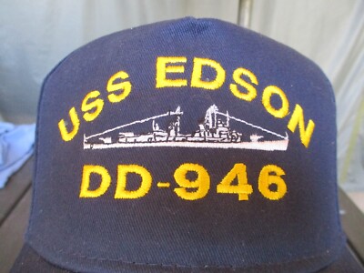 Vtg DD-946 USS EDSON, US Navy Blue Ship Bridge Watch Hat, Deck Cap 