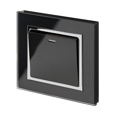 Retrotouch 1 Gang 1 oder 2 Wege Ein/Aus Lichtschalter Schwarz Glas CT 00201
