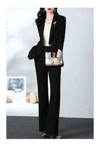 Spring and Autumn Blazer Coat Set Trousers 2Piece Women's Suit Jacket Pants - Picture 16 of 26