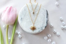 Celestial Double Layer  Necklace  18 k Gold Plated Tarnish free