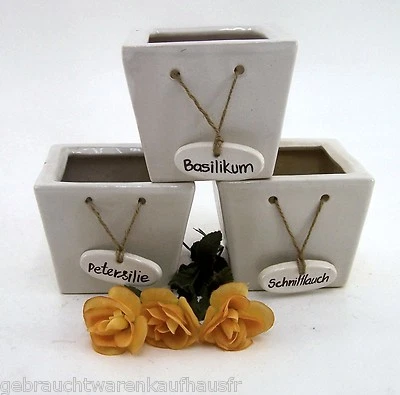 Blumentopfset Pflanztopfset mit Gewürzangänger quadratisch 14,5 x 14,5 x 12,5 cm - Bild 1 von 4
