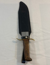 Wood Bowie Hunting Knife Brass Guard Stainless 15" Pakistan Leather Shield