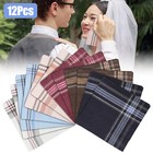 12Pcs Men Handkerchiefs Classic Hankies Cotton Hanky Pocket Square Reusable Gift