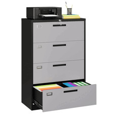 Metal 4 Drawers File Cabinet Lateral Storage Cabinet with Lockable Home Office