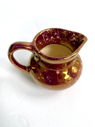 Vintage Old Castle England Small Creamer Pitcher Coppery Pink Splatter Design - Picture 7 of 15