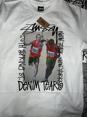 Denim Tears × Stussy Pass the Baton Tee Denim Tears x Stussy Pass the Baton Tee Sz:2XL | eBay