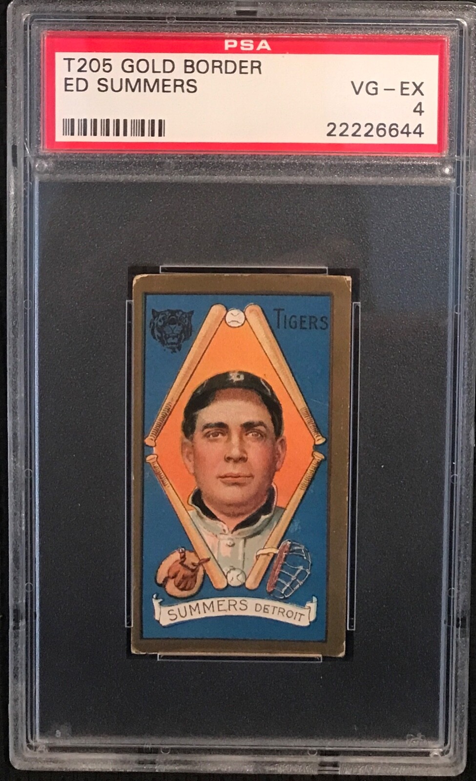 1911 T205 Tobacco Baseball Card ED SUMMERS Detroit Tigers  PSA 4 VGEX
