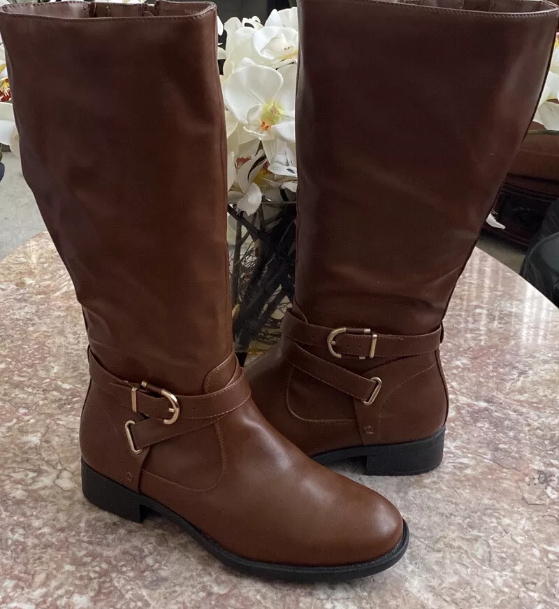 Bass Jordan Women s Faux Brown Leather Tall Riding Boots Size 9W