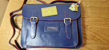 Joules Leather Satchel Bag BNWT Blue Red NEW C10