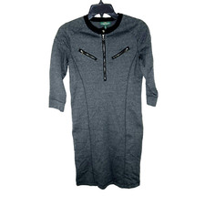 LRL Lauren Jeans Co Womens Size XS Charcoal Shift Sweater Dress Zip Quilted