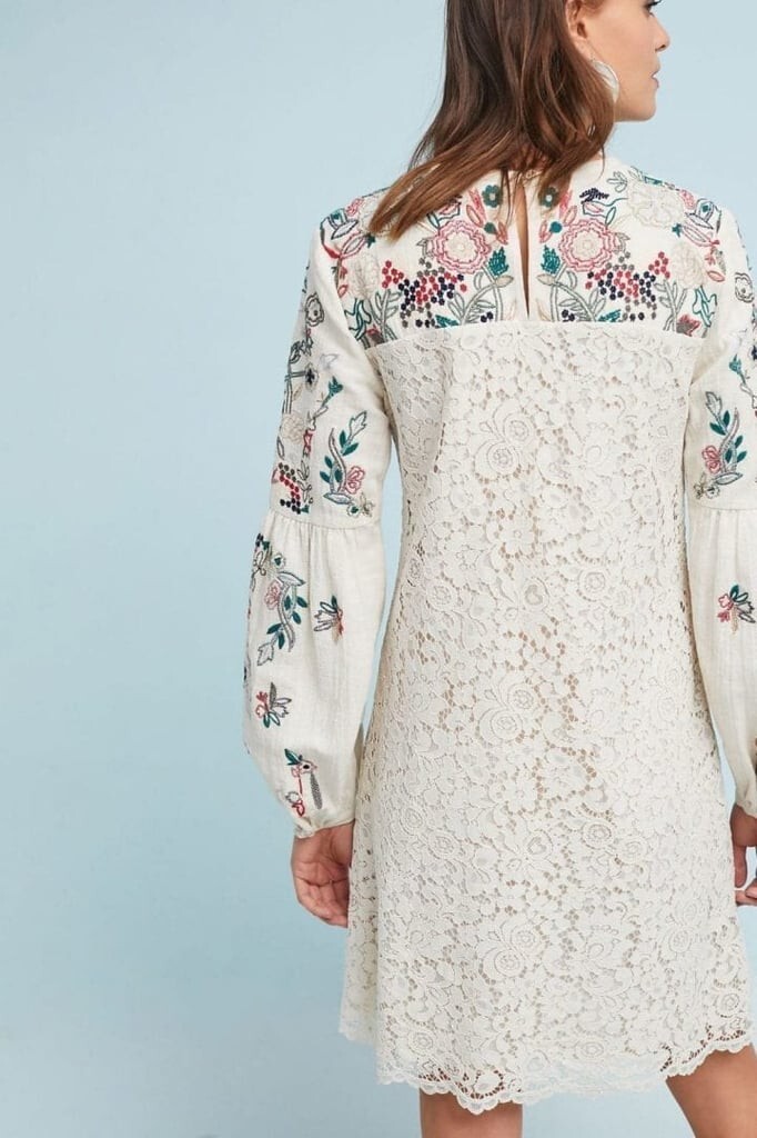 Anthropologie Let Me Be Victoria Embroidered Tunic Dress Size M D31