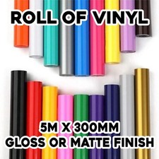 ROLL OF VINYL 5M X 300MM STICKY BACK SELF ADHESIVE STICKER ARTS CRAFTS CRICUT