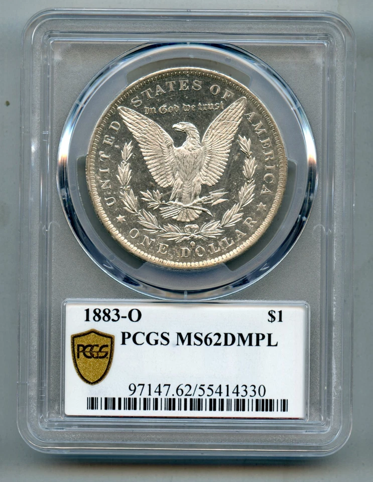 Dólar de plata O Morgan 1883 graduación profesional MS 62 DMPL a prueba de espejo profundo como Foto 2 de 4