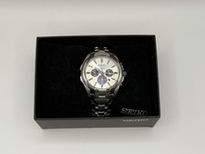 Seiko Solar Men's Watch - SSC635 Chronograph Stainless Steel Black Dial Used