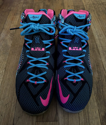 Nike Lebron 12  23 Chromosomes  Black Pink Blue Lagoon South Beach US size 11