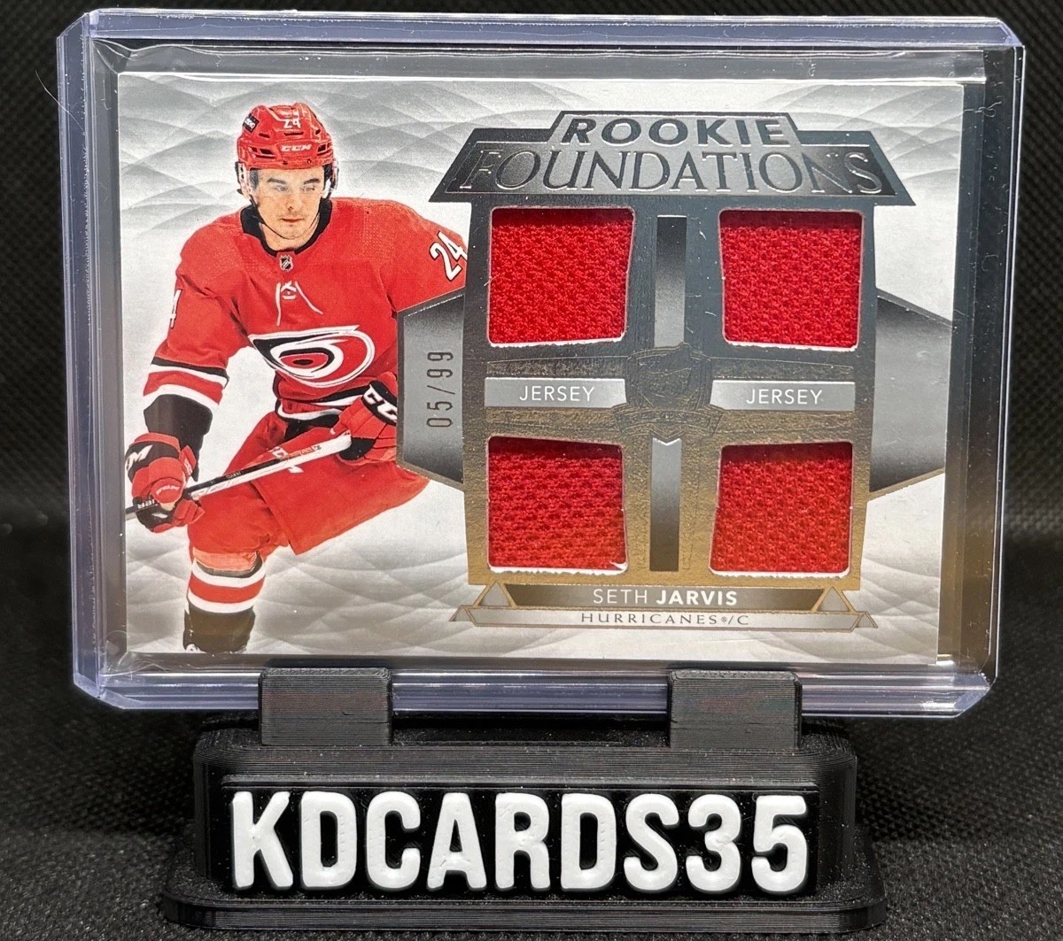 2021-22 Upper Deck The Cup Foundations Quad Jerseys Seth Jarvis #F-SJ /99 RC