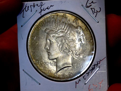 PEACE SILVER DOLLAR 1922 TARGET TONED GEM BU BEAUTY 90%