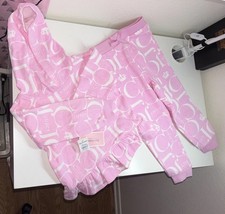Juicy Couture Girls 3T Pink/White Logo Fleece Hoodie Pants Set 2-Pc Ruffle