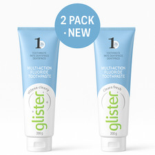 2 Pack Glister Multi-Action Fluoride Toothpaste 200g NEW Whitening Breath