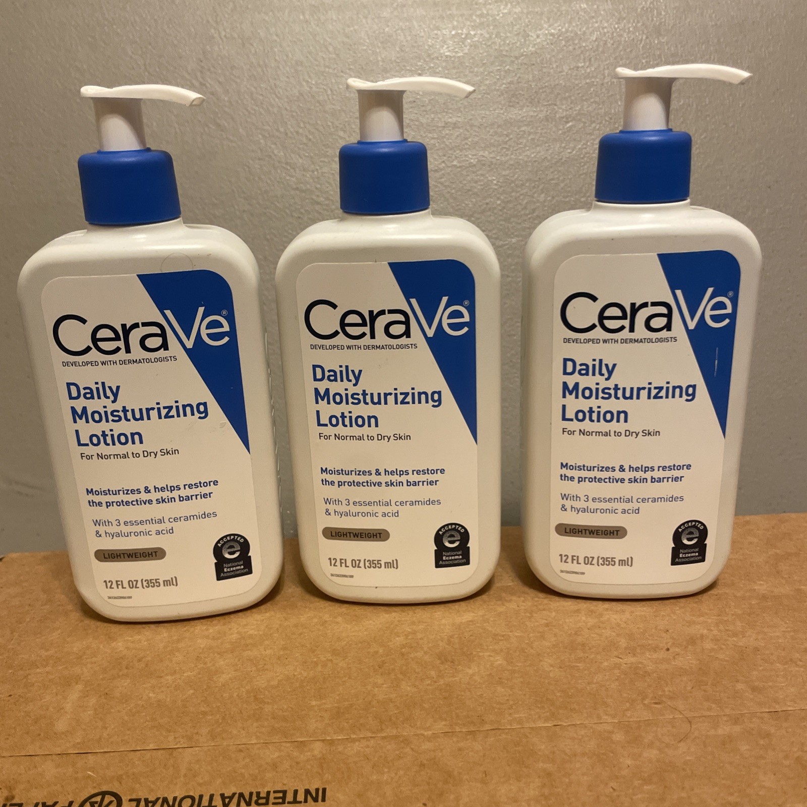 3 Pack CeraVe Daily Moisturizing Face and Body Lotion Normal To Dry Skin 12 oz