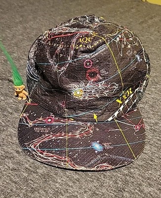 Vntg Glowin The Galaxy Celestial Map Snapback Glow In The Dark Tyvek Hat 1991