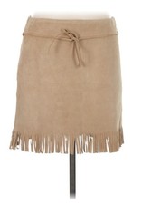 VTG ralph lauren tan fringe leather mini skirt western 8
