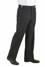 Black Flat Front Satin Stripe Tuxedo Pant - 100% Wool!