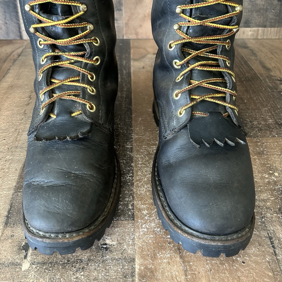 Hathorn Boot Mfg Packer Logger Boots‎ Mens 6.5 A Black Leather Vibram Work Whites Hathorn Hi Line Logger Packer Plain Toe Work Boots  main image 4
