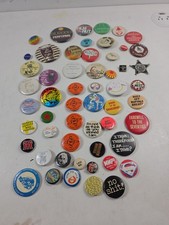 Vintage Pinback Button Lot of 55 1970-1980 Political Advertising Novelty Retro