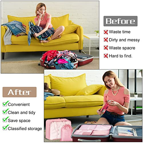 Packing Cubes 7 Set Travel Cubes for Suitcases Lightweight Luggage Packing Pink - Bild 3 von 7