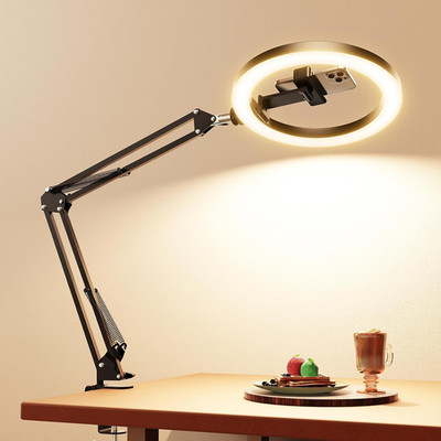 Upgrade Ring Light Overhead Camera Phone Mount for Desk,  10  Selfie Light with