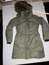 The North Face Arctic Parka Jacket Womens S Green  550 Down DryVent Fur Hooded