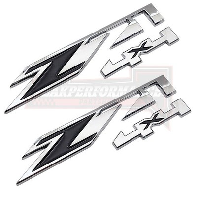 2PCS Z71 4x4 Emblem Badges Chrome Black for Silverado Sierra Tahoe Suburban