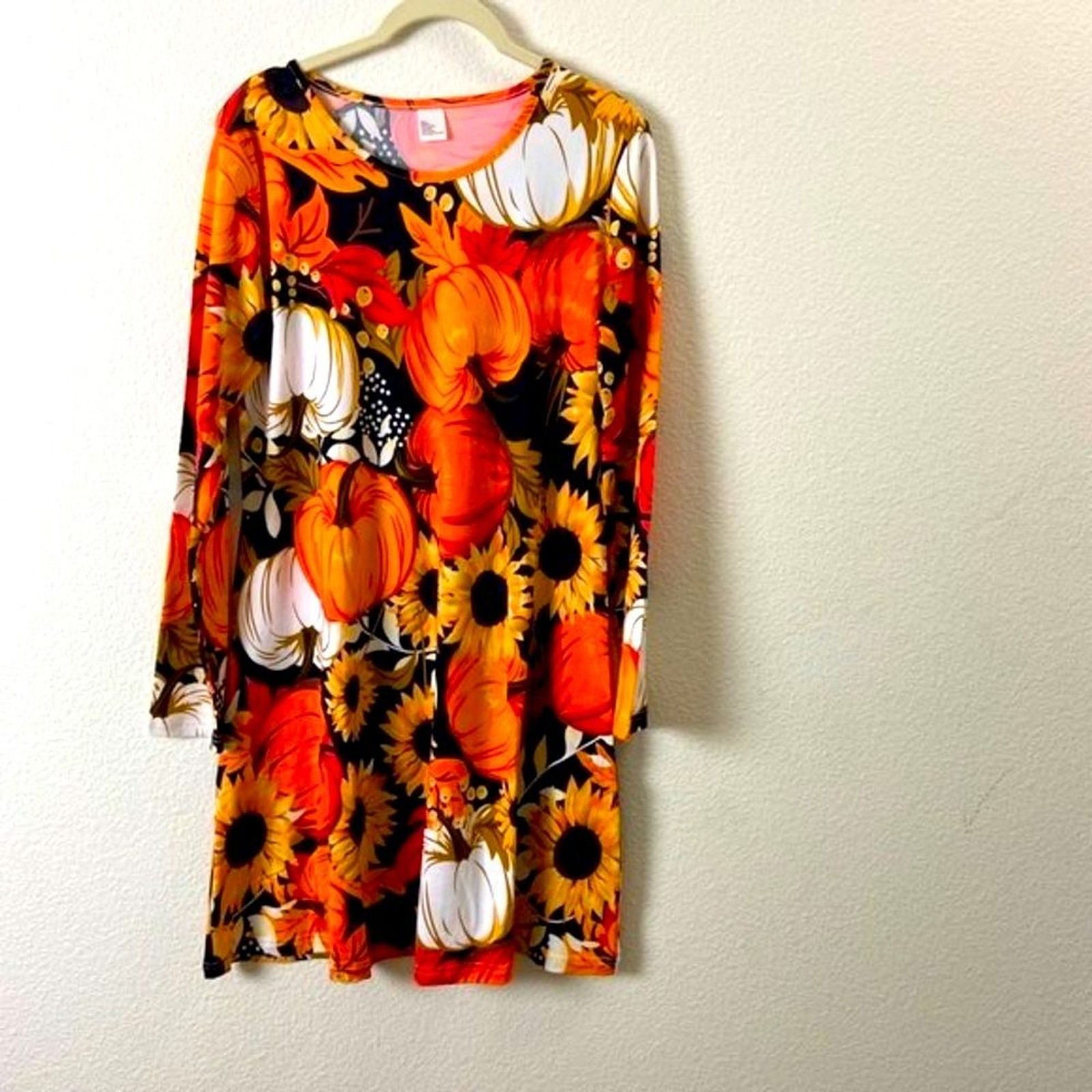 METRO-STYLE Fall Autumn Festival Scoop Neck Long Flare Sleeve Kneecap Dresses,S