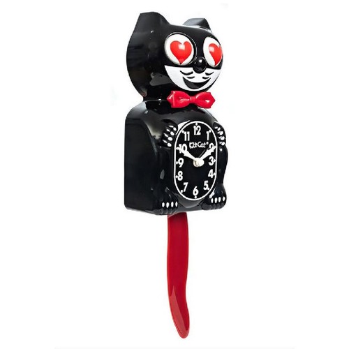CRIMSON ROYALE HEART EYES KIT CAT CLOCK 15.5" Black Red Kit-Cat FREE BATTERIES - Picture 4 of 5