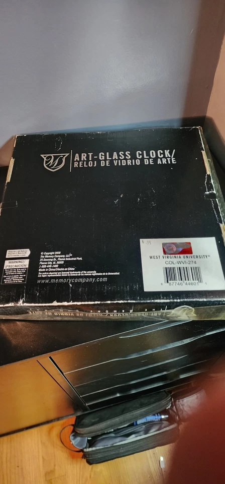 2008 Brand New West Virginia College Glass Battery Powered Clock #C004 - Image 2 of 3