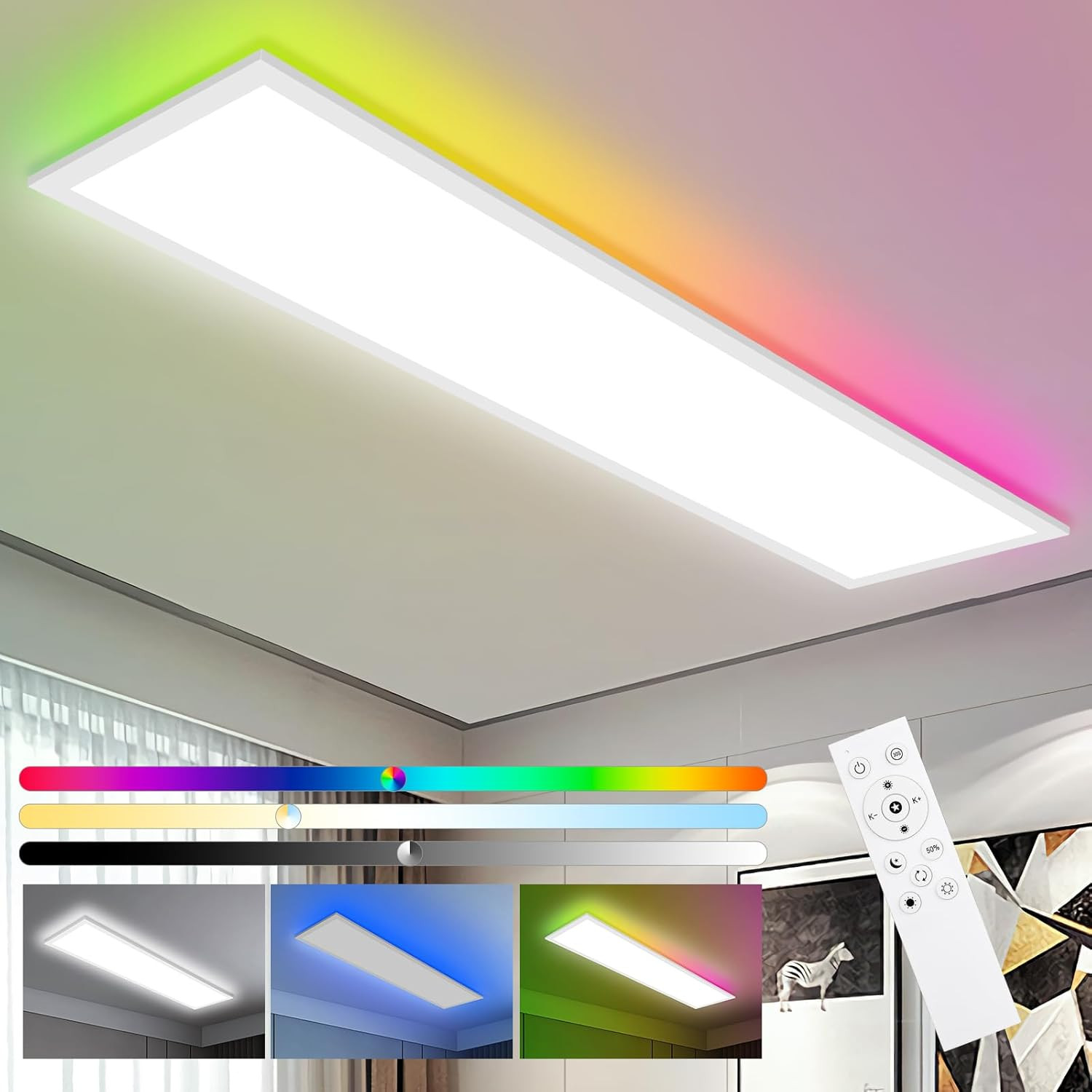Pannello LED 30W 3800LM 100x25cm RGB - Plafoniera Smart con Memoria
