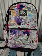 Justice Girls 17" Laptop Backpack Iridescent Silver Multi-Color Splatter  for sale online | eBay