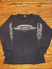 Vintage 93 Harley Davidson Thermal Long Sleeve Shirt Size XXXL 90's Made in USA