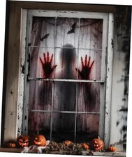 Halloween Curtains Decorations Window Banner - 5 x 5 ft