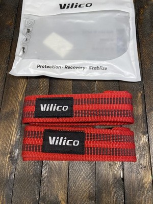 Vilico Weightlifting Wrist Wraps Strength Training Support Straps Red Black Set