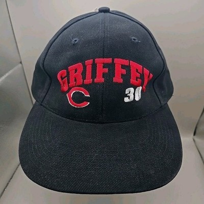 NEW Ken Griffey Jr. #30 Cincinnati Reds Embroidered Black Strapback Hat Falcon