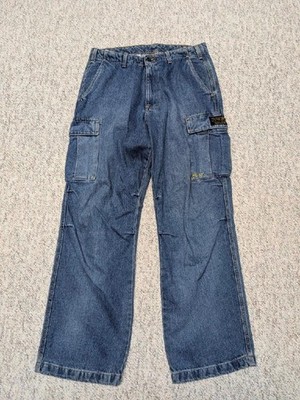vintage POLO by RALPH LAUREN cargo BAGGY jeans 32x32 blue MILITARY