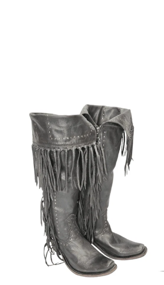 Botas de Vaquero Liberty Negras Flecos Negros Talla 9 Raras Agotadas Excelente Estado Foto 3 de 4