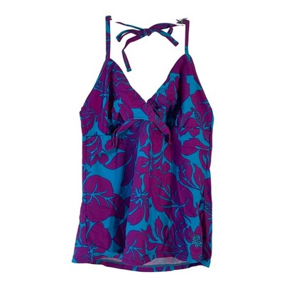 Hapari Twist Tankini Cancun Floral Purple Turquoise Swim Top Size 16 XL NEW